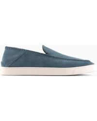 Giorgio Armani - Suede Slip On With Threading And Rubber Sole - Lyst