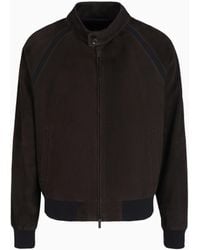 Giorgio Armani - Blouson À Fermeture Zippée En Cuir Suédé D'Agneau - Lyst