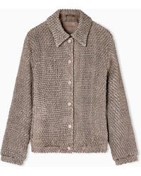 Giorgio Armani - Blouson Aus Geflochtenem Lamm-Veloursleder - Lyst