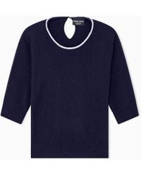 Giorgio Armani - Sweater Cashmere Microcrystals Trim Short-Sleeve - Lyst