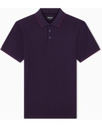Giorgio Armani - Cotton Piqué Polo With Contrasting Trim - Lyst