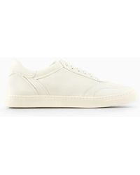 Giorgio Armani - Leather Sneakers With Embossed Logo - Lyst