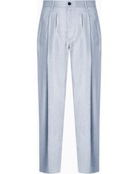Giorgio Armani - Hose Mit Einer Bundfalte Aus Einem Viskose- Und Leinengewebe - Lyst