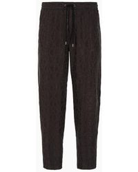 Giorgio Armani - Flat-front Trousers In Cupro Jacquard With All-over Asv Monogram Logo - Lyst