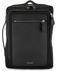 Giorgio Armani - Nylon And Pebbled-Leather Backpack - Lyst
