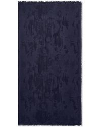 Giorgio Armani - Fringed Cotton And Silk Scarf With Jacquard Pattern - Lyst