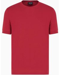 Giorgio Armani - Camiseta De Punto De Viscosa Elástico Con Cuello Redondo Y Manga Corta - Lyst