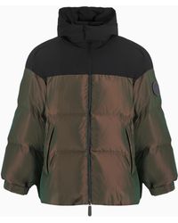 Giorgio Armani - Neve Daunenjacke Mit Kapuze, Gefertigt Aus Schillerndem Stoff - Lyst