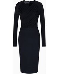 Giorgio Armani - Lyocell Jersey Midi Dress - Lyst