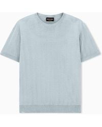 Giorgio Armani - Chevron Cotton And Silk Blend T-Shirt - Lyst