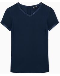 Giorgio Armani - Silk Charmeuse Blouse With V Neckline - Lyst