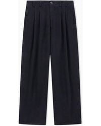 Giorgio Armani - Cupro Basketweave Double-Pleat Trousers - Lyst