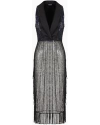 Giorgio Armani - Abito Con Revers E Gonna Ricamata - Lyst