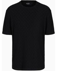 Giorgio Armani - T-shirt Ras-du-cou En Jersey De Viscose Et Cachemire Jacquard - Lyst