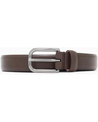 Giorgio Armani - Cinturón De Piel Lisa Con Hebilla Metálica Rectangular - Lyst