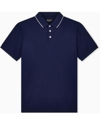 Giorgio Armani - Cotton Piqué Polo With Contrasting Trim - Lyst