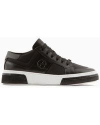 Giorgio Armani - Leather And Fabric Sneakers - Lyst
