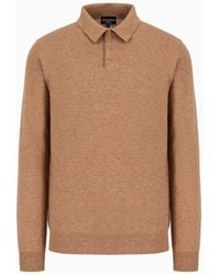 Giorgio Armani - Long-sleeved, Pure Cashmere Polo Shirt - Lyst