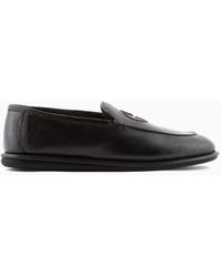 Giorgio Armani - Deerskin Loafers With Embroidered Logo - Lyst