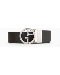 Giorgio Armani - Cinturón De Piel Estampada Con Logotipo - Lyst