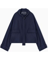 Giorgio Armani - Two-Tone Virgin Wool Pea Coat - Lyst