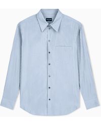 Giorgio Armani - Striped Cotton And Silk Shirt With Chest Pocket - Lyst
