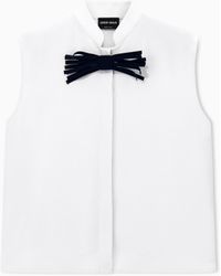 Giorgio Armani - Shirt Sleeveless Mandarin Collar Silk Cady Detachable Brooch - Lyst