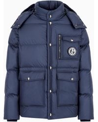 Giorgio Armani - Hooded Bomber Jacket With Goose-Down Padding Asv - Lyst