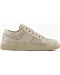 Giorgio Armani - Leather And Fabric Sneakers - Lyst
