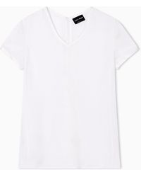 Giorgio Armani - Silk Charmeuse Blouse With V Neckline - Lyst