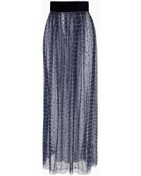 Giorgio Armani - Embroidered Tulle Long Skirt - Lyst