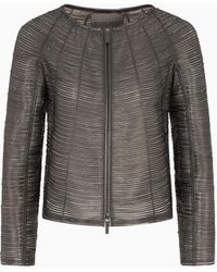 Giorgio Armani - Chaqueta De Napa Nacarada Con Tachuelas Aplicadas - Lyst