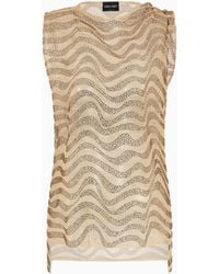 Giorgio Armani - Mesh And Lurex Top With Rhinestone Embroidery - Lyst