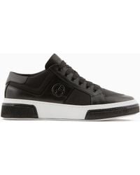 Giorgio Armani - Leather And Fabric Sneakers - Lyst