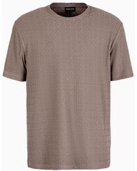 Giorgio Armani - T-shirt Mit Rundhalsausschnitt Aus Viskose-jersey Mit Kaschmir In Jacquard-verarbeitung - Lyst