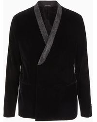 Giorgio Armani - Double-breasted Giorgio's Jacket In Stretch Velvet - Lyst