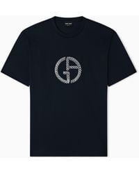 Giorgio Armani - Crew Neck T-Shirt With Rope Embroidery Ga Logo - Lyst