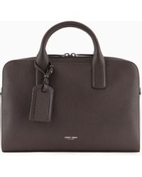 Giorgio Armani - Pebbled Leather Briefcase - Lyst