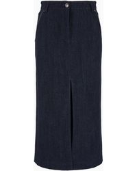 Giorgio Armani - Jupe Mi-Longue En Denim De Coton Et Laine Collection Denim - Lyst