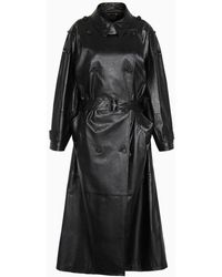 Giorgio Armani - Double-breasted Nappa Leather Oversized Trench Coat - Lyst