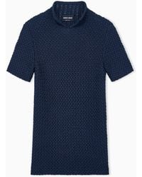 Giorgio Armani - Slim Fit Short Sleeve Viscose Sweater With Honeycomb Effect - Lyst