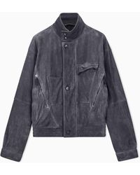 Giorgio Armani - Cazadora De Ante Con Cuello Alto Y Cierre De Botones - Lyst