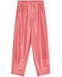 Giorgio Armani - Wide Pleated Silk Trousers - Lyst