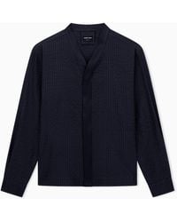 Giorgio Armani - Cotton And Silk Blend Seersucker Oversized Shirt - Lyst