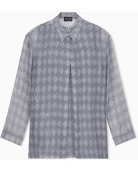 Giorgio Armani - Shirt Twin-Set Regular Fit Silk Chiffon Diamond Pattern - Lyst