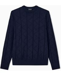 Giorgio Armani - Sweater Regular Fit Chevron Virgin Wool - Lyst