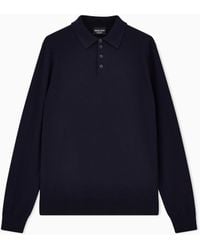 Giorgio Armani - Long-Sleeved Cashmere Polo Shirt - Lyst