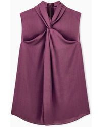 Giorgio Armani - Shirt Sleeveless Silk Georgette With Draped Neckline - Lyst