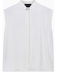 Giorgio Armani - Shirt With Sleeveless Mandarin Collar - Lyst