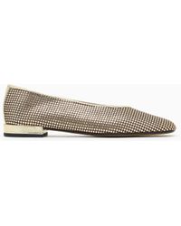 Giorgio Armani - Perforated Lamé Leather Ballerinas - Lyst